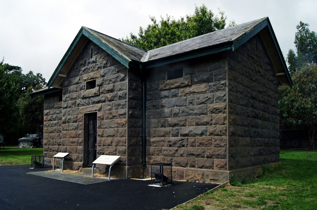 Smythesdale Police Cells (2011). Built in 1867, the three cells in this bluestock lock-up were used to hold prisoners who were to face the local Court by Muzza from McCrae