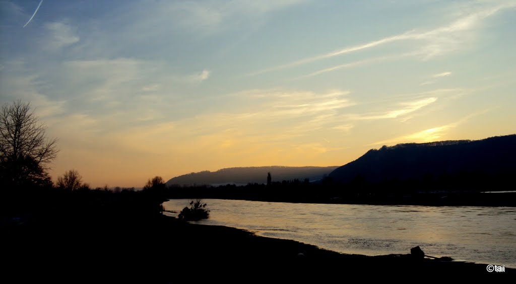 Weser bei Boffzen, Sonnenuntergang by taix