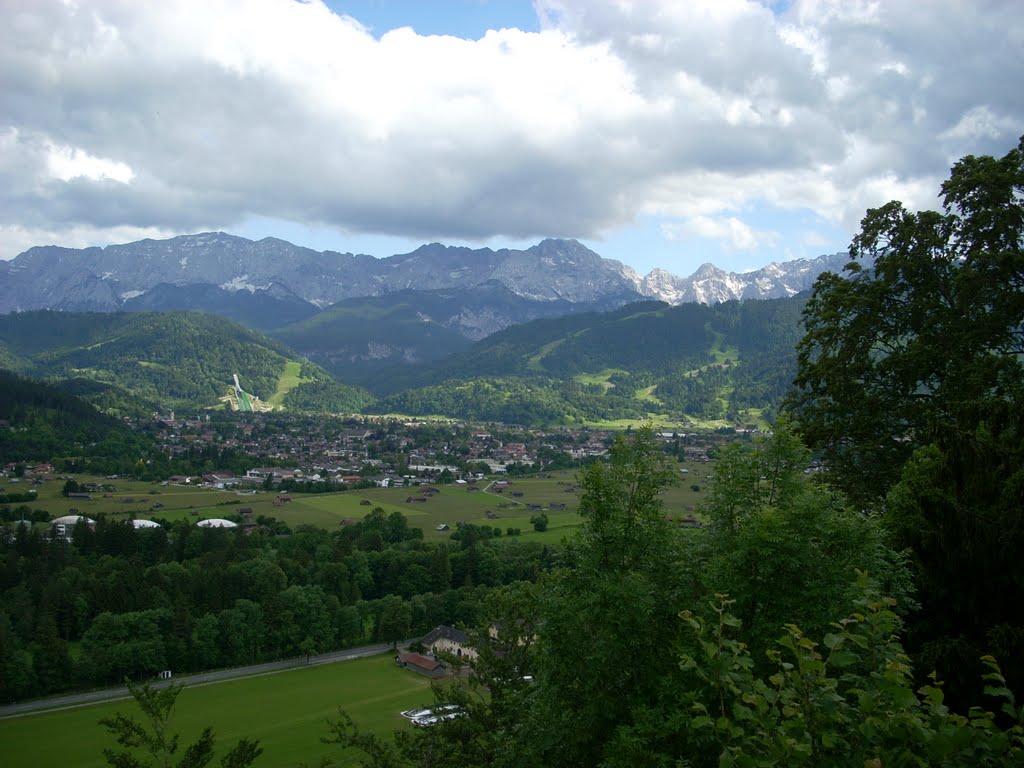 View of Garmisch-Partenirchen from the Weredenfels Castle. by sh999