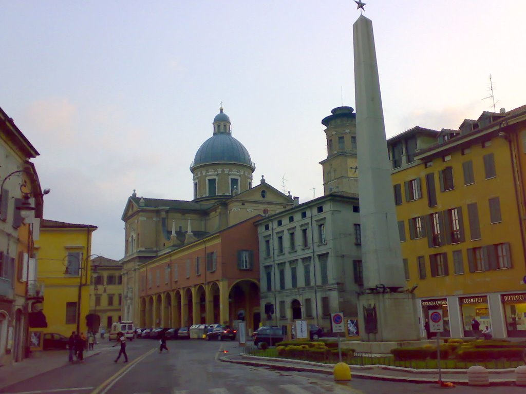 Obelisco in piazza Gioberti e sullo sfondo la Basilica della Ghiara by Cioong