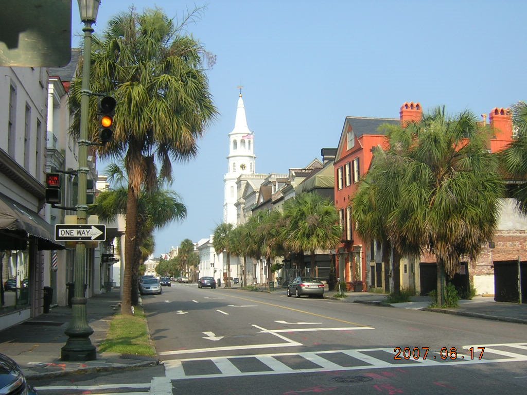 Downtown Charleston, Looking East Down King Street (at Broad St) by Kyle Stephen Smith