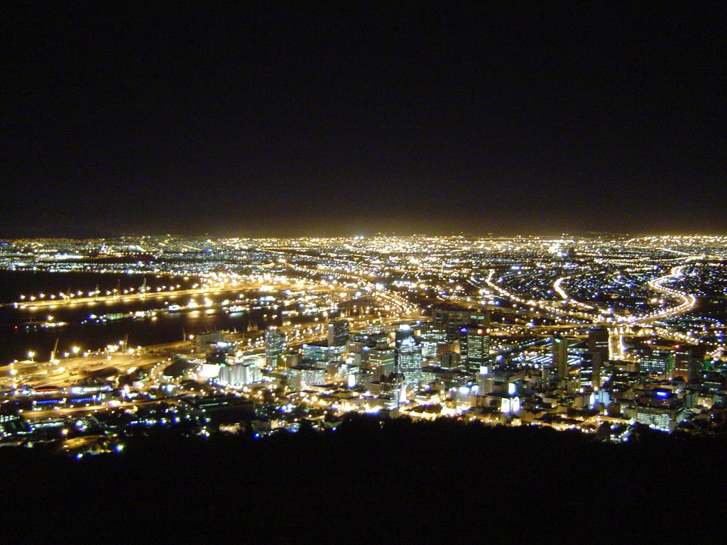 Cape Town city centre at night by erstbester