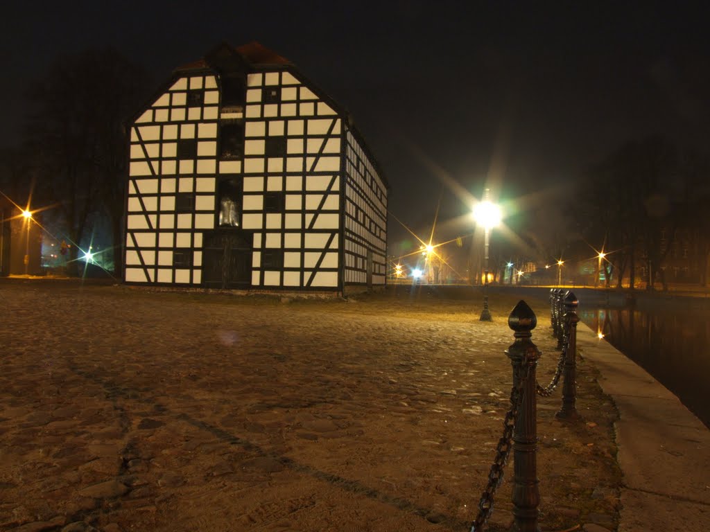 Old granary in Goleniów by night by Krzysio Milewicz