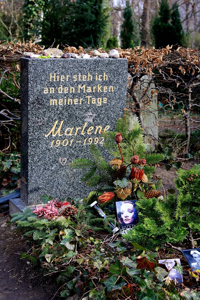 Marlene Dietrich R.I.P. Her grave at Friedenau Cemetery Berlin by J.H.Bock