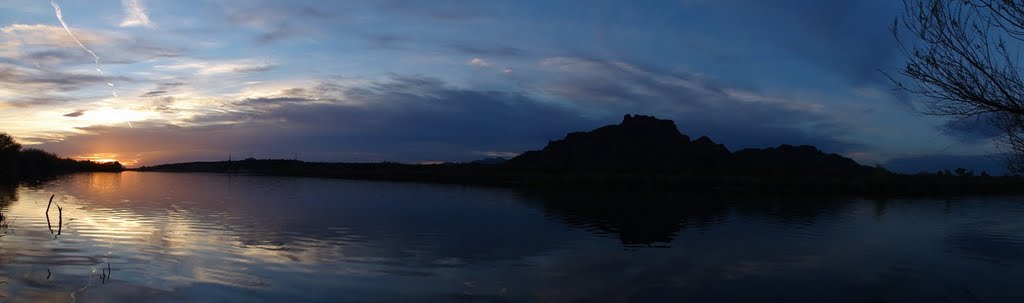 Arizona Canal / Salt River Sunset - Panoramic by Printezis