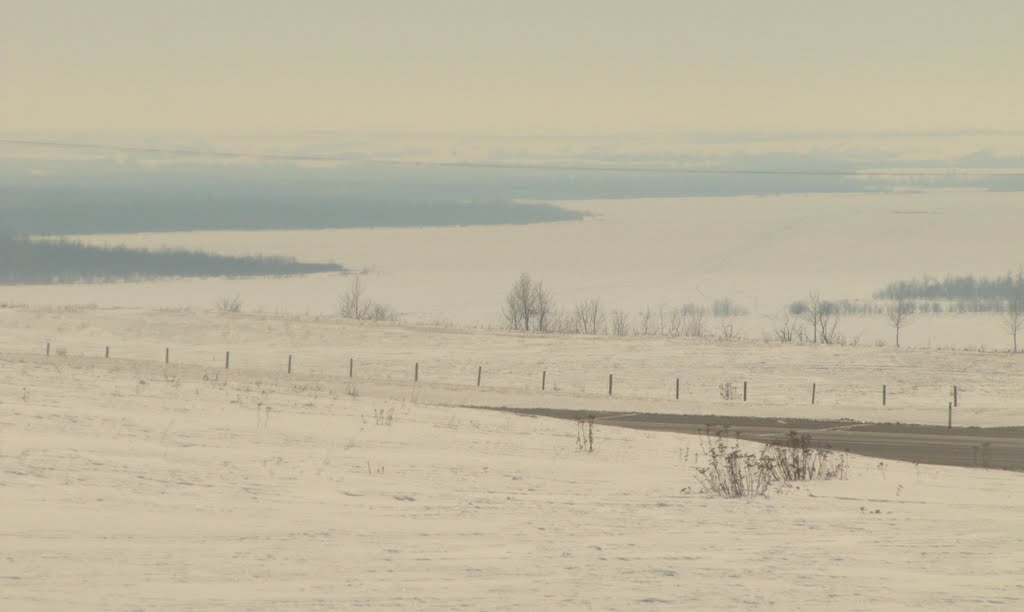 A Scenic Vista Of Winter Hills And The Shoreline Of Birch Lake Near Innisfree AB East of Edmonton Mar '11 by David Cure-Hryciuk