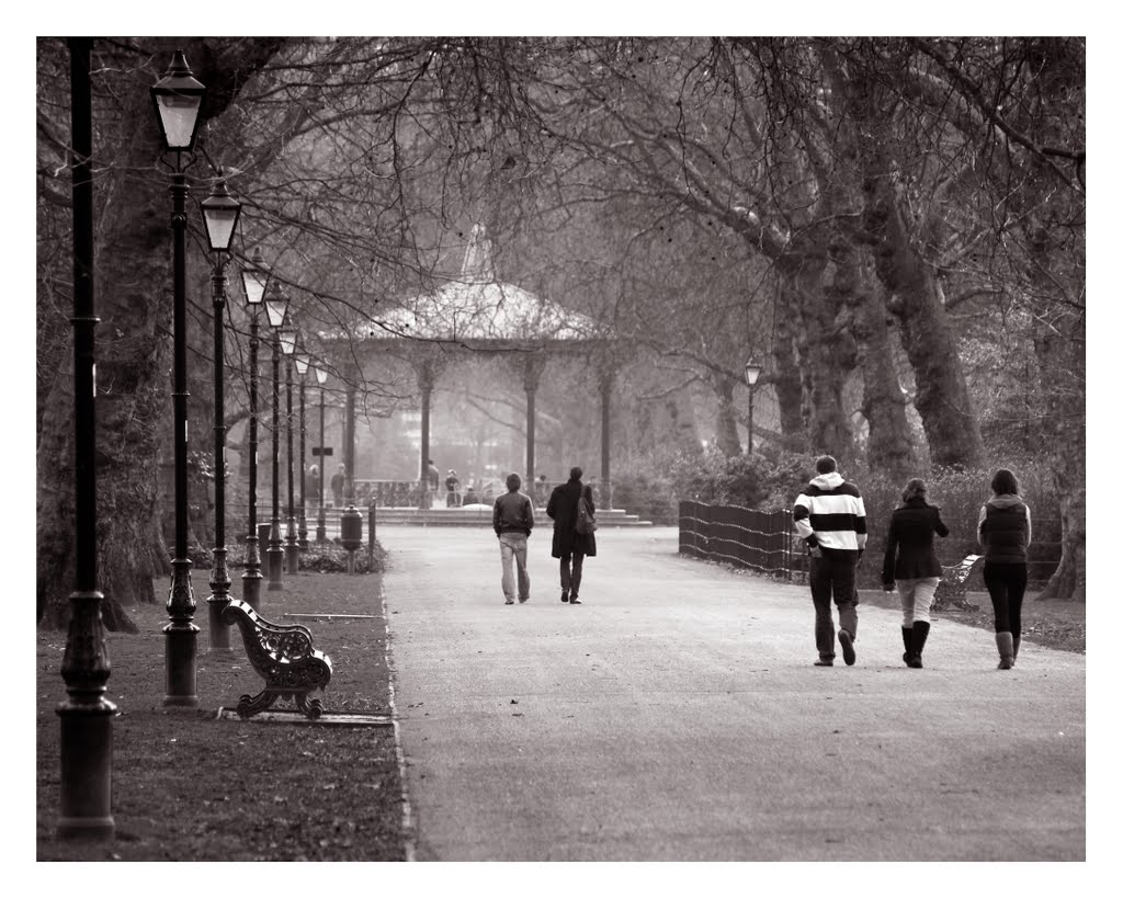 The Bandstand - looking West. Battersea Park, London by Desmond Riordan