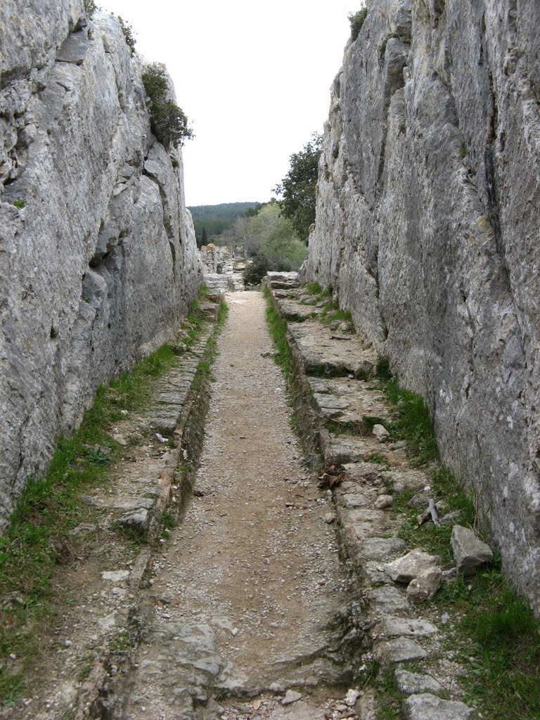 Aqueduc de Barbegal - Canal creusé dans la roche - Vue vers l'amont by Laurent Guyard