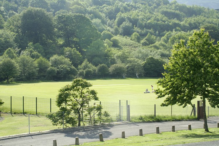 School playing field, Cwm by planetmut