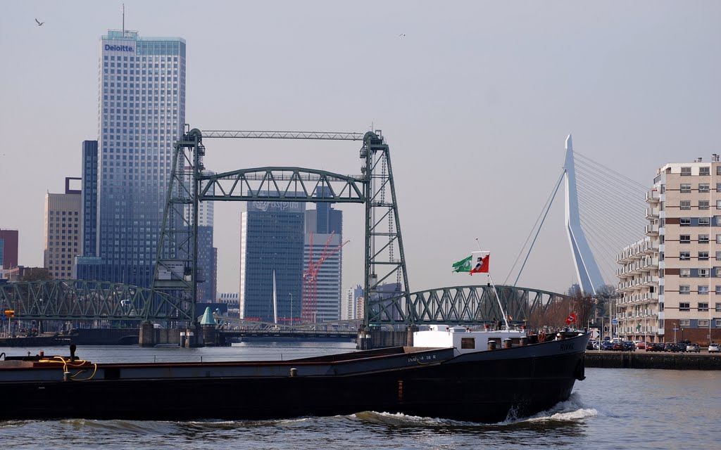 Rotterdam, De Hef en Erasmusbrug v.a. Rhijnspoorkade by Hans J.S.C. Jongstra