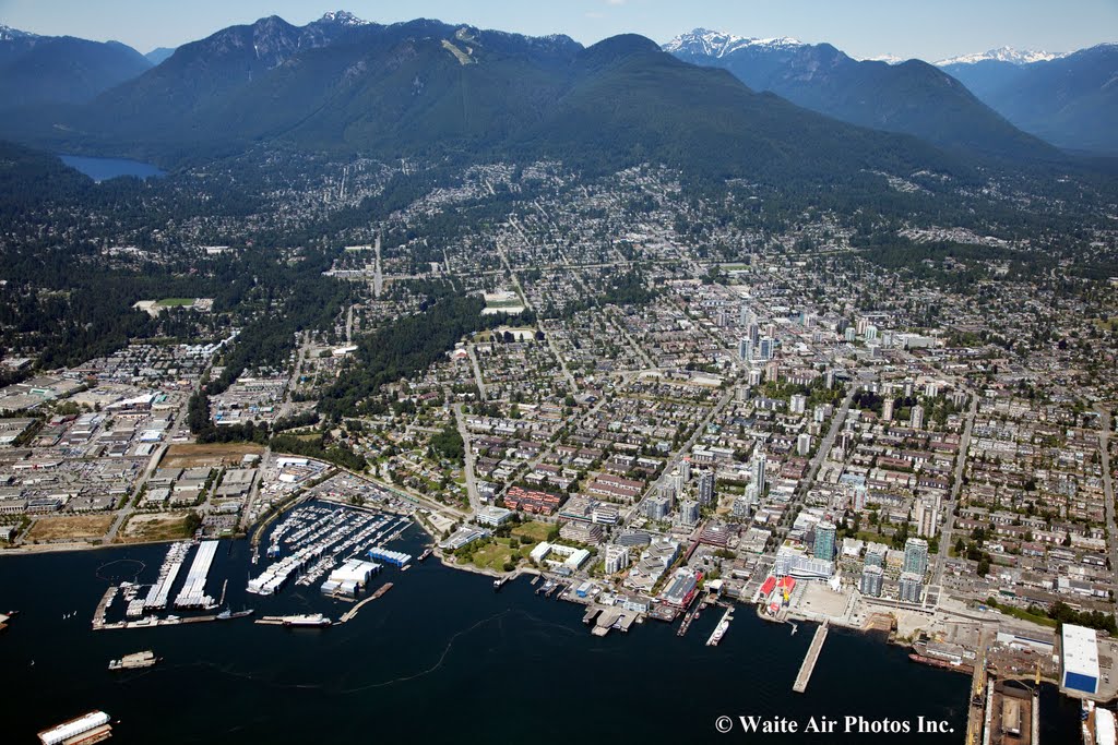 Mosquito Creek Marine, Waterfront Park & Lonsdale Quay air photo view N by mapleridgebirdman