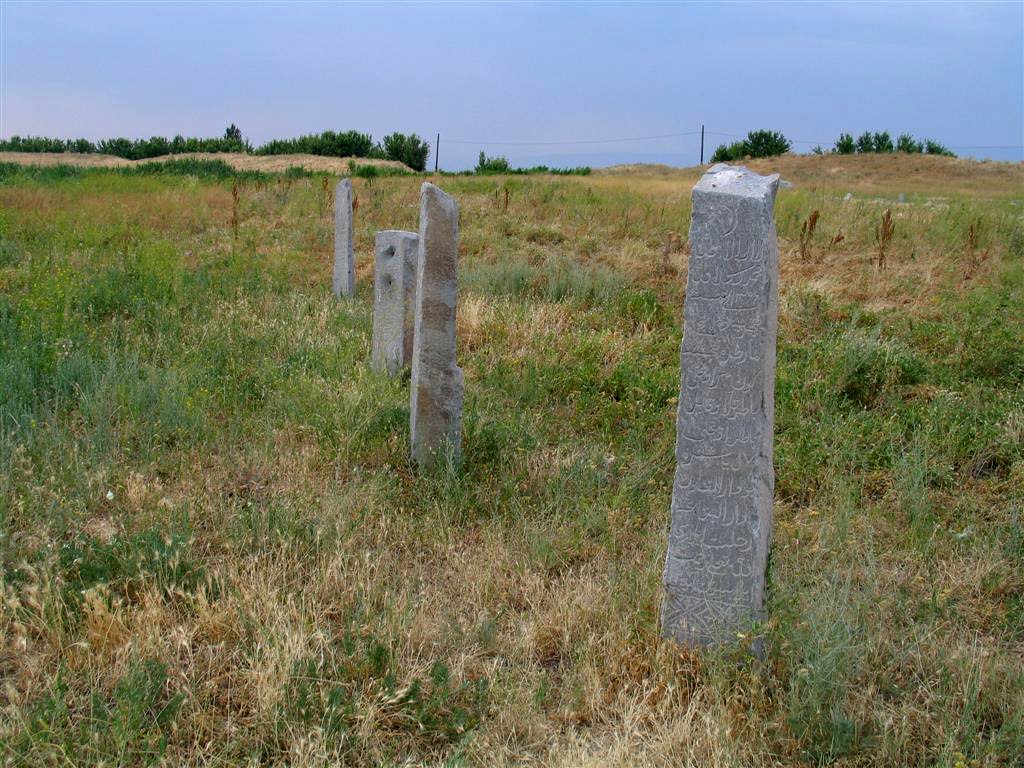 Grave markers at the Burana tower, Kyrgyzstan, Tom Waugh by Tom Waugh