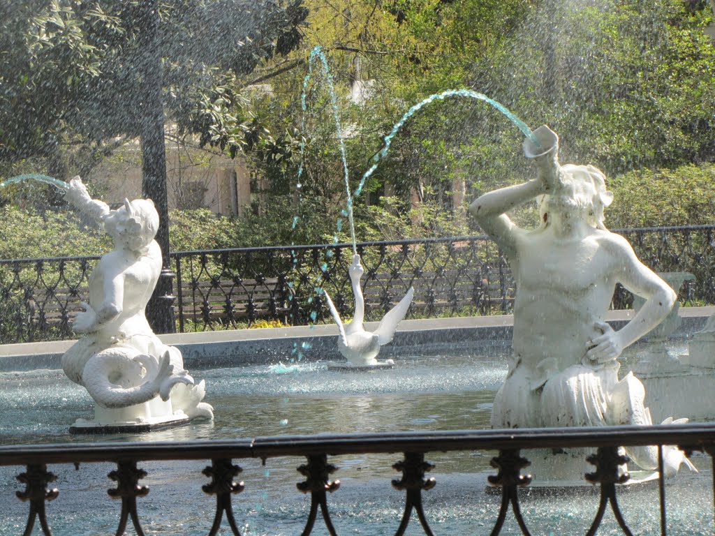 Three features of the Fountain in Forsyth Park, Savannah, Georgia by Sarah O