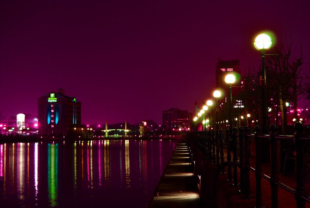 Salford Quay at night by Peter_private_box