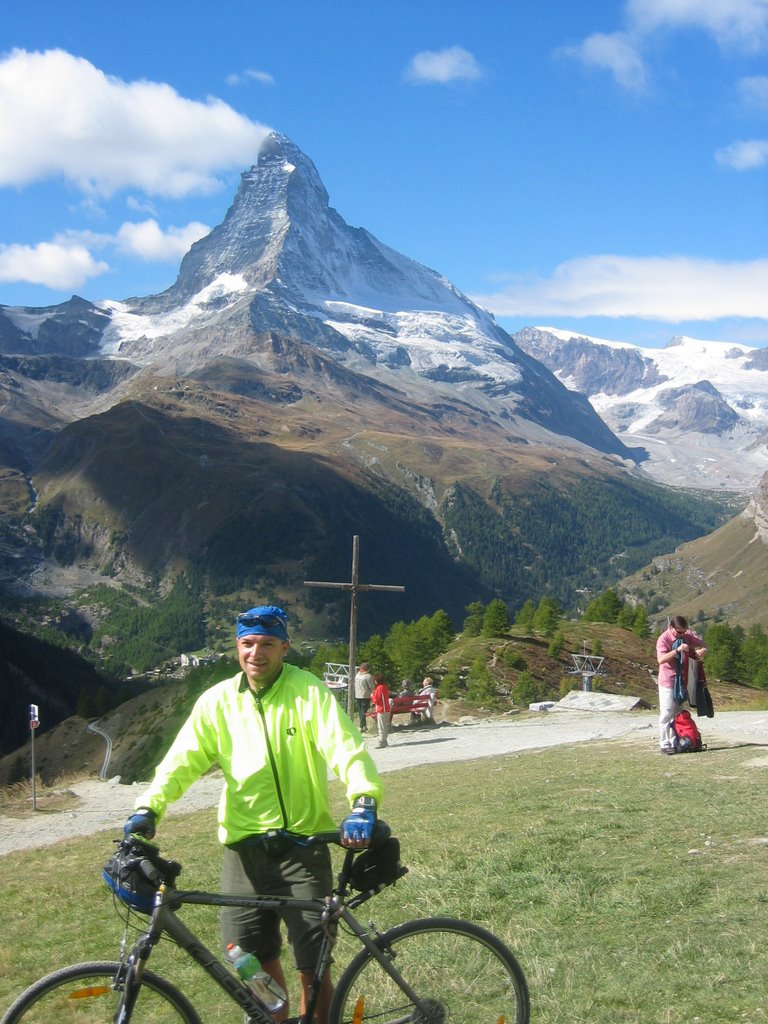 Cycling near the Matterhorn by cyclist