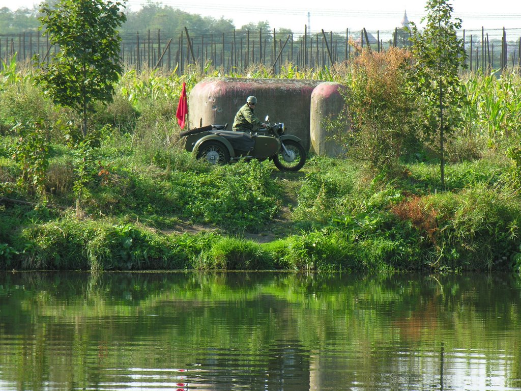 Motorcyclist by the Ohře River, Březno by Petr Kraumann