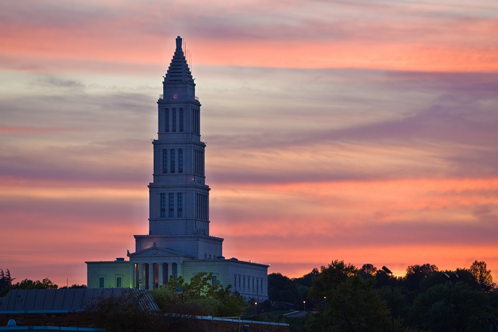 Alexandria Sunset with Masonic Temple by morganglines