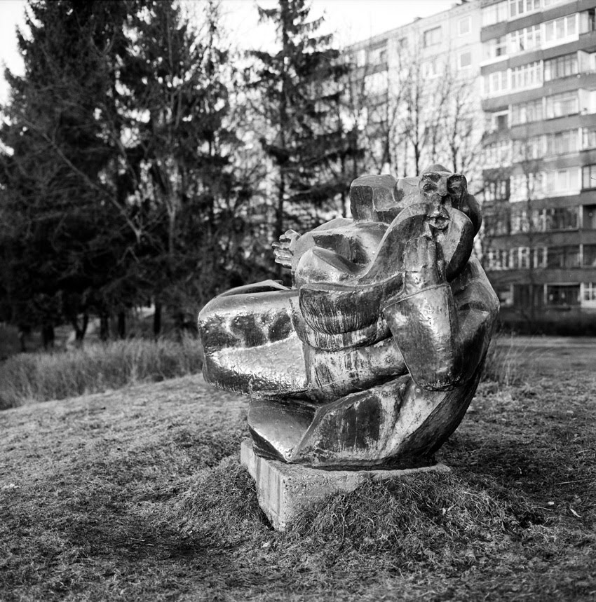 Statue "Windblower" of Vladas Kančiauskas in Karoliniškės district. by Antanas Kairys