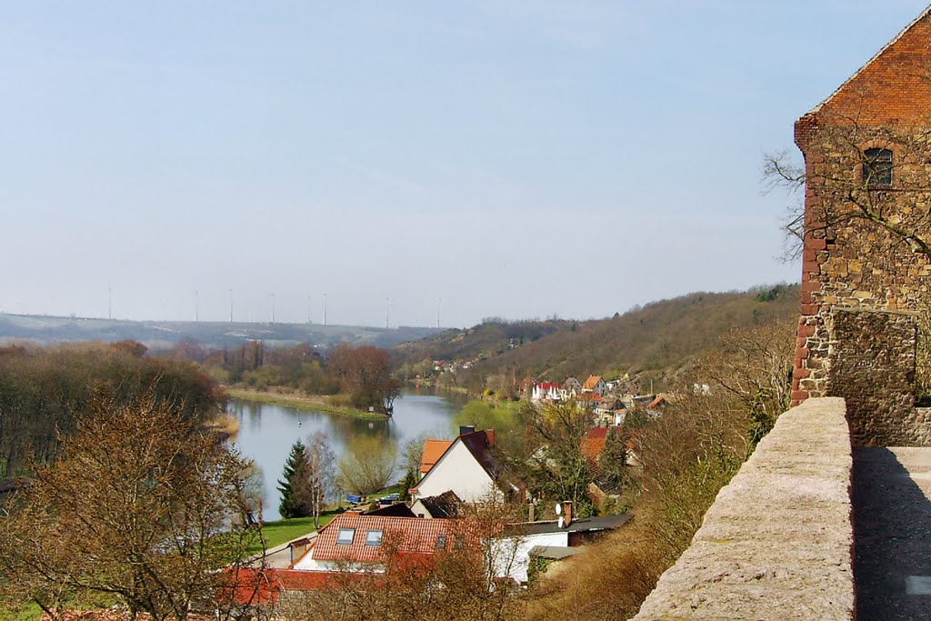 Blick von der Wettiner Burg auf die Saale by K. Fischer