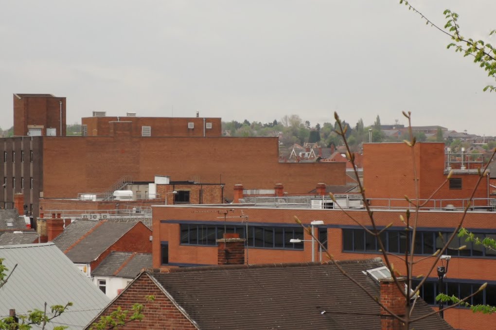 Worksop view over the town centre from the castle mound by OCLane