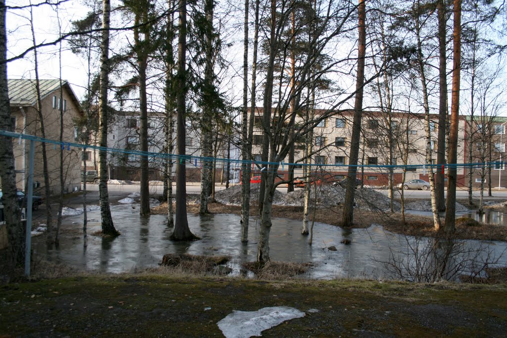 Mänttä, Center, Spring Flood, Street Kauppakatu, Kettisen Talo Left, 15 April 2011 by Johanan Järvinen