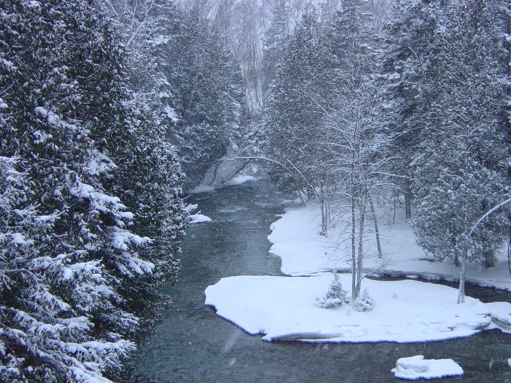 Mindemoya River in March by pjkiley