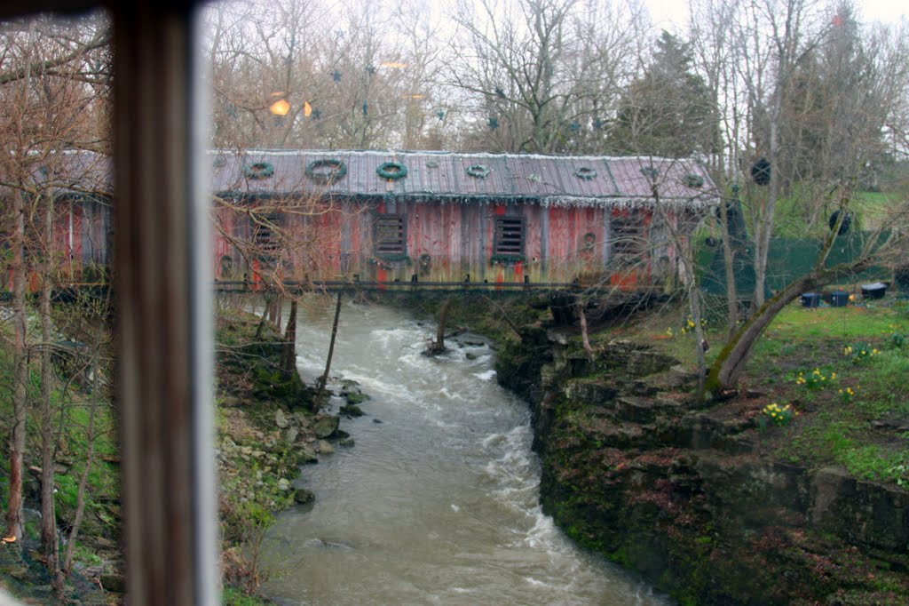 Covered bridge view from the window at Clifton Mill by DonRaul