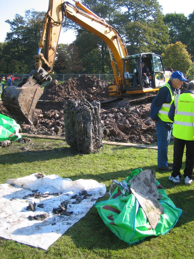 Merlin engine excavated from Birkenhead Park 6th October 2007 by LNM