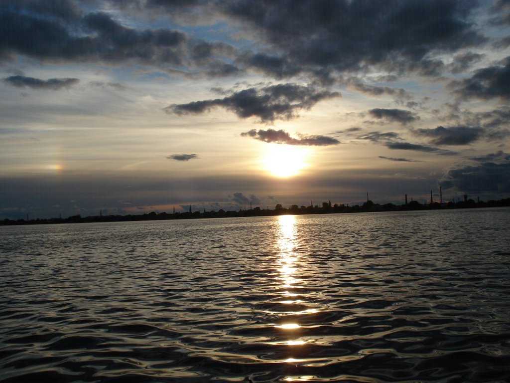 Liepaja & Sun Set - Lake From The Boat by ---=XEON=---