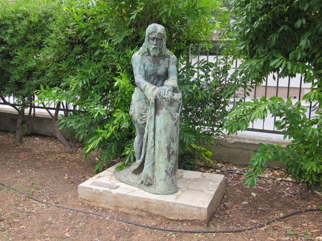 Statue of the flagellation of Jesus at the column by Francesco Caldarella in the park of the Santuario della Madonna delle Lacrime by Willem Nabuurs