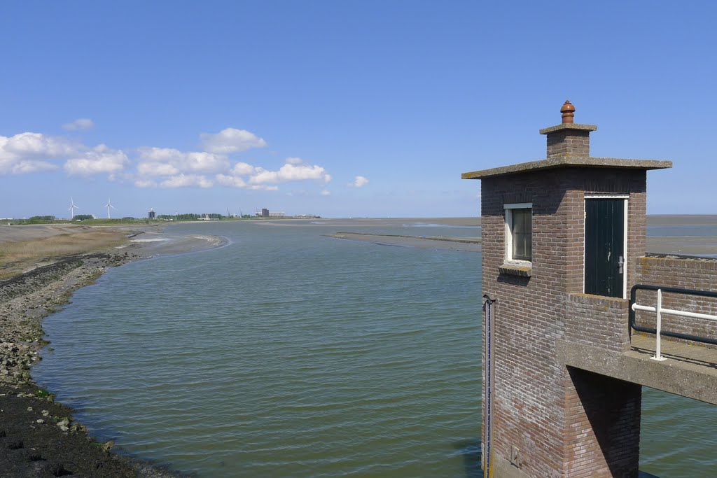 Vanaf sluis Kuitje met peilschaal, view North by pmdh