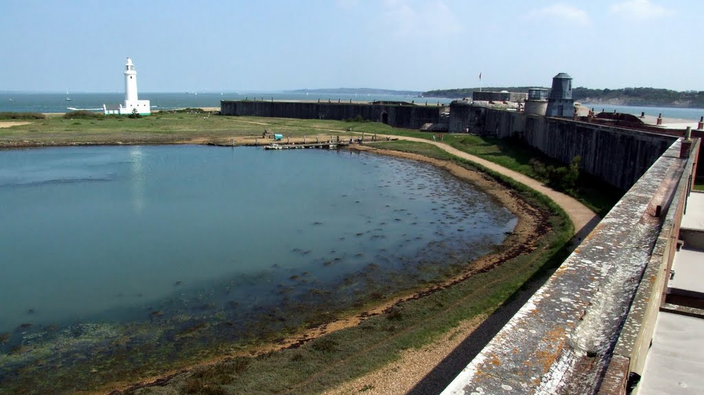 Hurst Castle built by Henry VIII, looking towards The Solent. That's the Isle of Wight on the right - an Island by chrisjw37