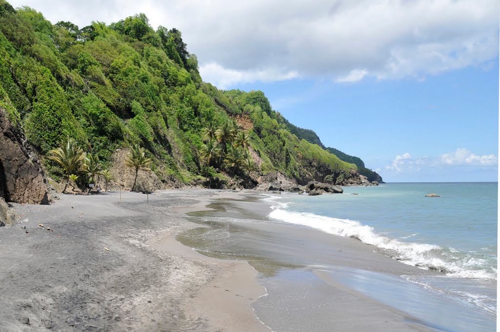 Martinique Grand Rivière la plage de sable noir au pied de la Pelée by THéVENAZ Claude