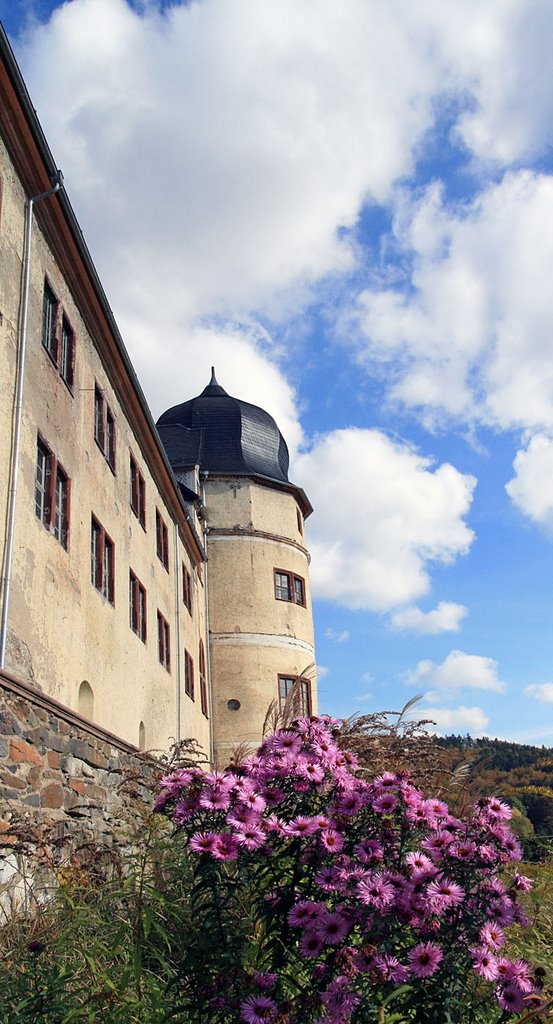 Stolberg im Harz - Schloss vor Herbstblumen by ThomasSchubert