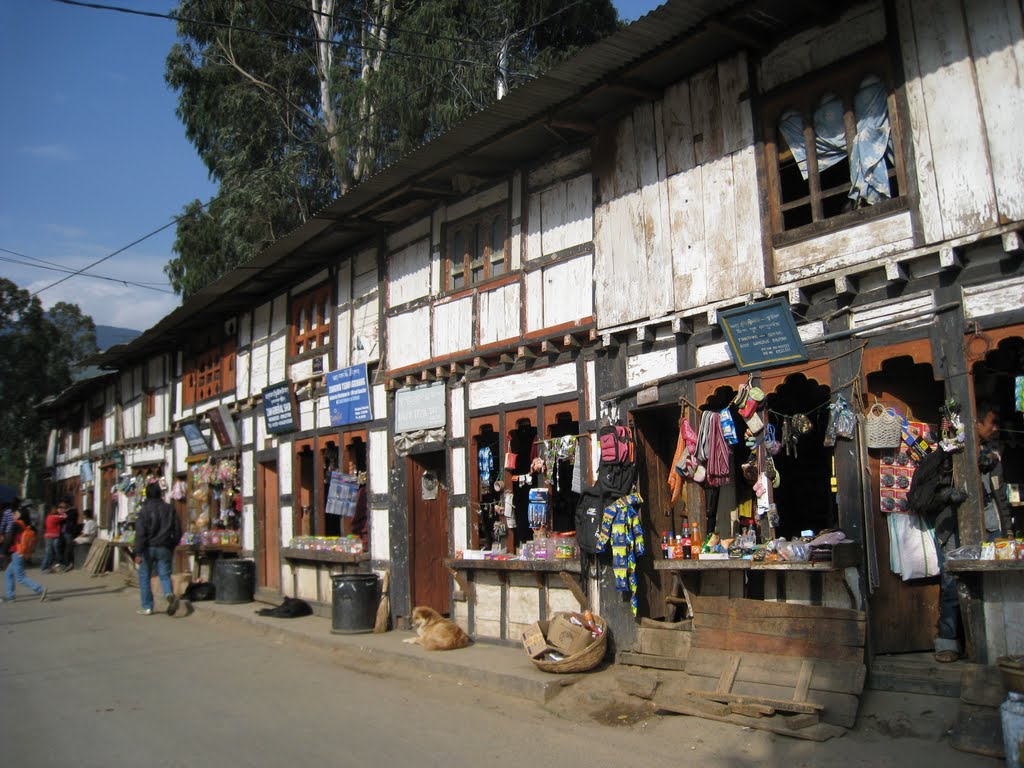 Wangdue Phodrang Local Shopping Street, April 2011 by keikonk