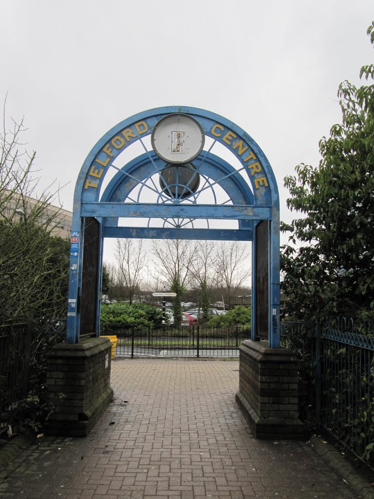 Entrance gate of Telford Central Station from Ironmasters Way by Willem Nabuurs