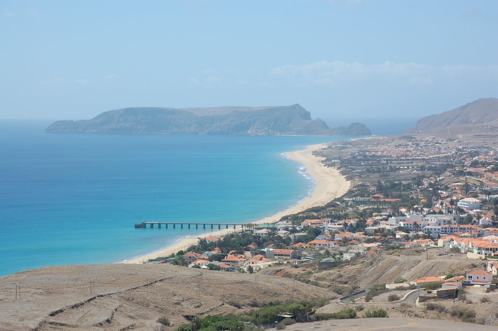 Beach and Ilhéu de Baixo from Portela lookout by Mark Wijnen