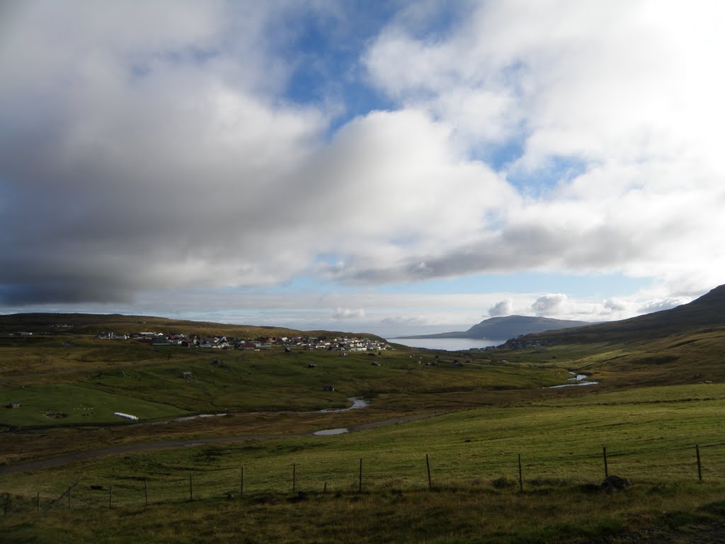 Clouds above Tórshavn, View from Havnadalur to Norðasta Horn, Argir and Nólsoy by Eileen Sandá