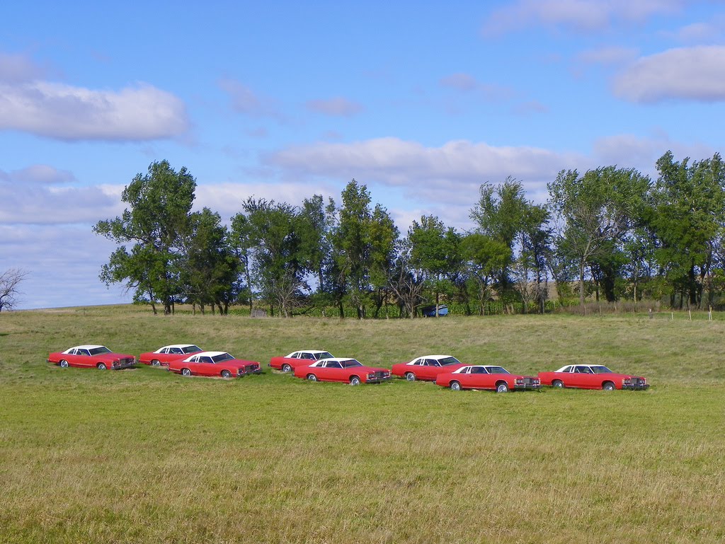 Parade of Red and White Sedans, Clark, South Dakota by J. Stephen Conn