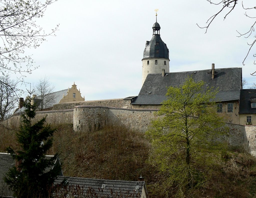 Schloss Altenburg - Blick auf den"Hausmannsturm" und die ehem. "Alte Schneiderei" und Orgelbau-Werkstatt sowie das Hofmarschallgebäude (links) und Zwingermauer by Thomas Eichler