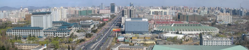 Beijing (北京): Panorama from Tengda Plaza 25fl looking north over the National Library and Baishiqiao (2005-03) by johan_tanying