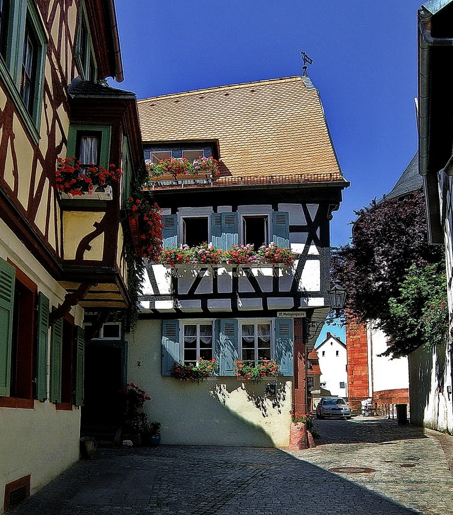 The heart of Aschaffenburg with much timberframing houses. by Feika