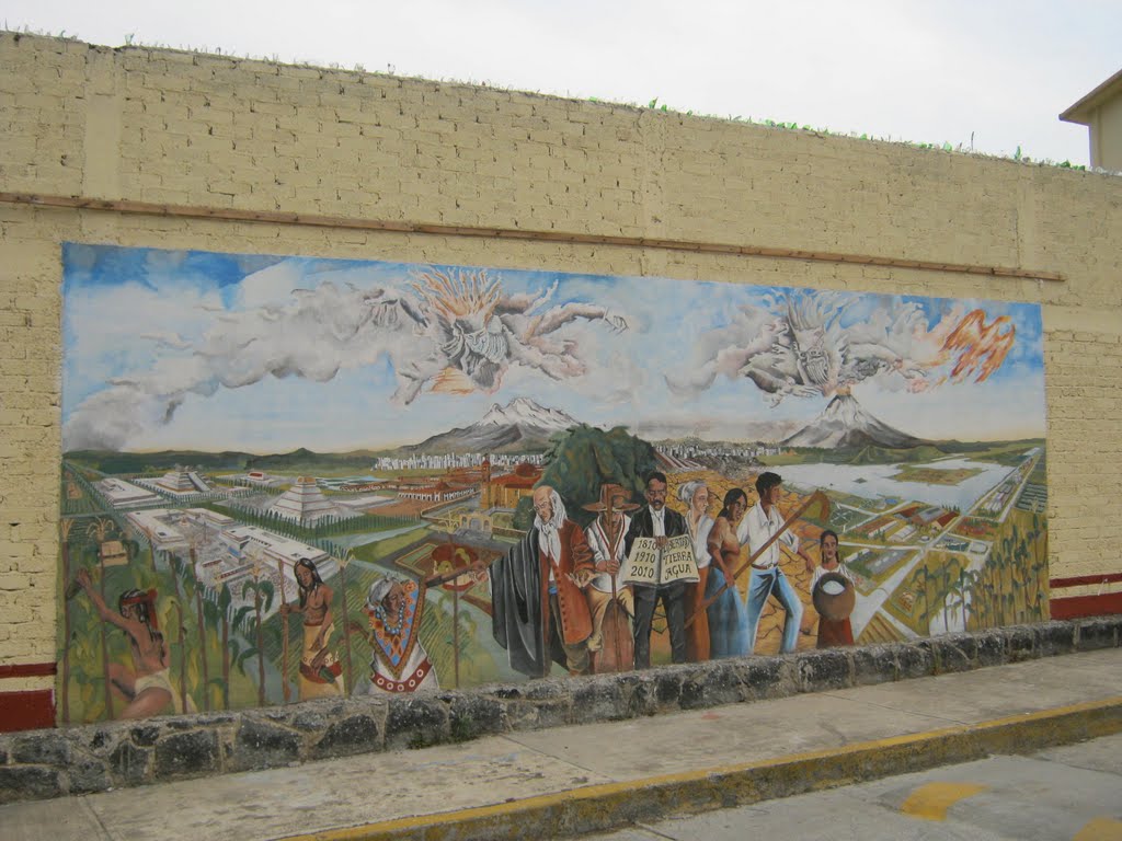 Ayapango: Mural "Independencia, Evolucion y el Futuro de Anahuac", de Aurora Moctezuma y Malinalli Quiyauhtecpa by waldwind