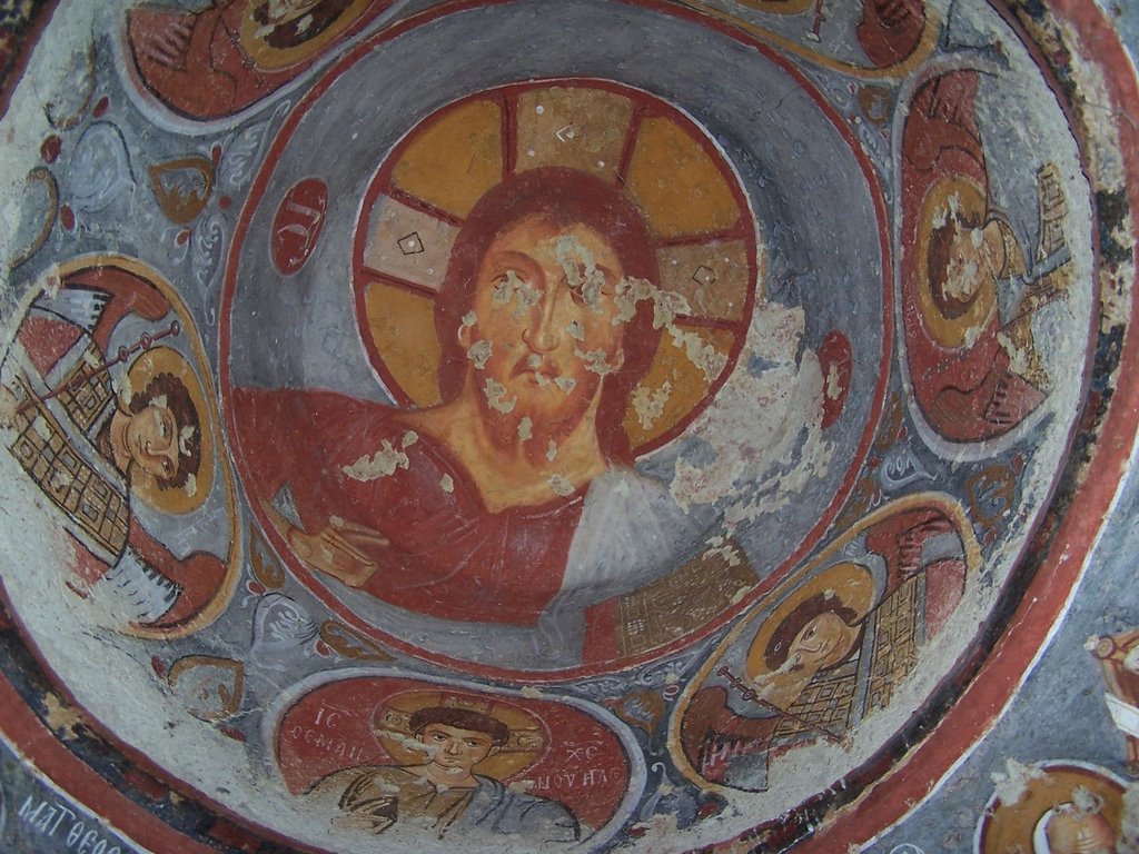 Fresco of Jesus Christ 2, Sandals Church, Göreme, Turkey by Miša M.