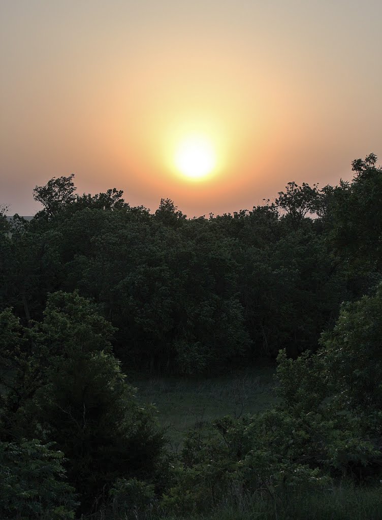 Haze Sunset, Mushroom Rock State Park, Ellsworth County, Kansas by David Broome