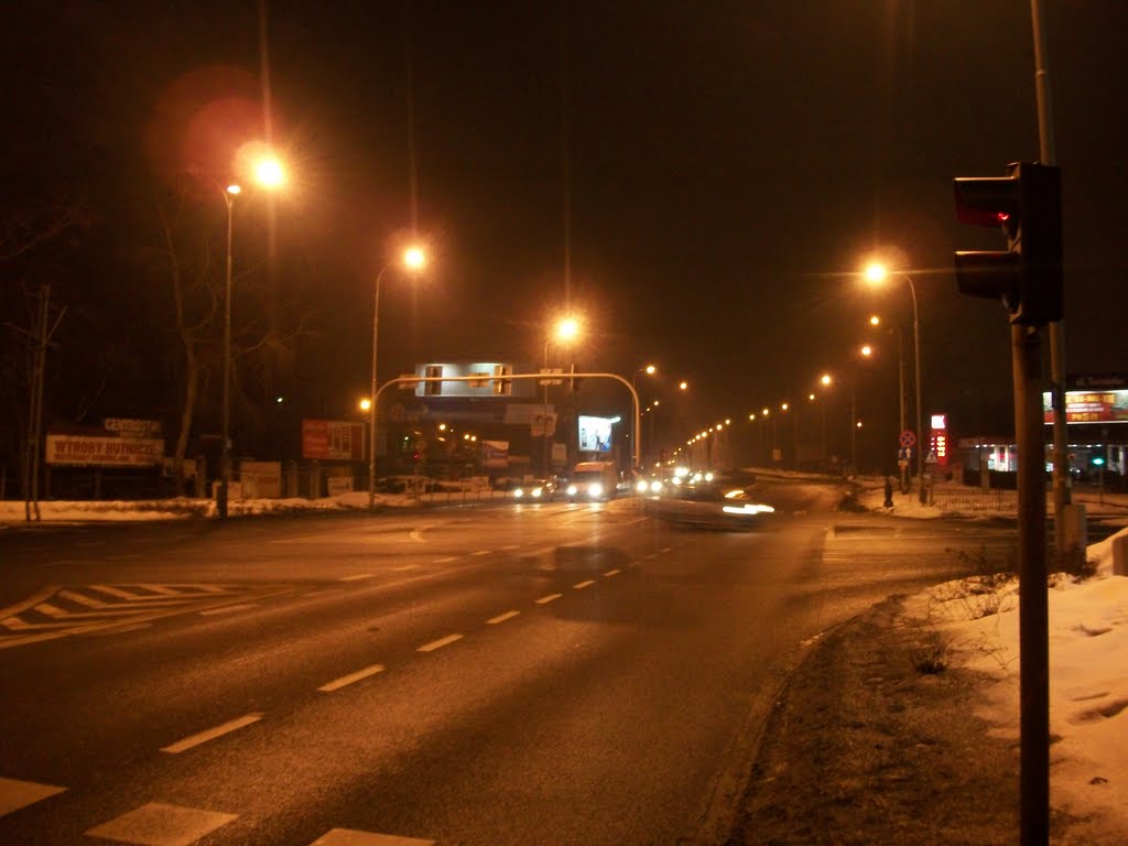 Aleja Aleksandra Brucknera i ulica Torunska w nocy, Psie Pole, Wroclaw by Pogromca Gašnič