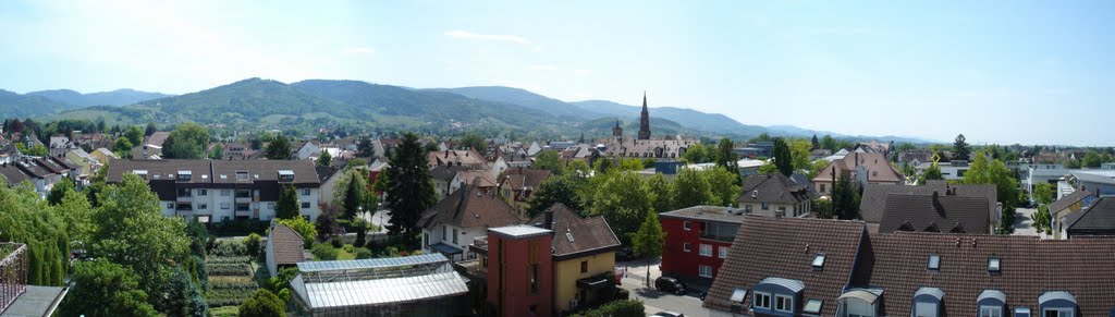 Panoramic view of Bühl from Bühl's voluntary fire brigade's turntable ladder by o.b.