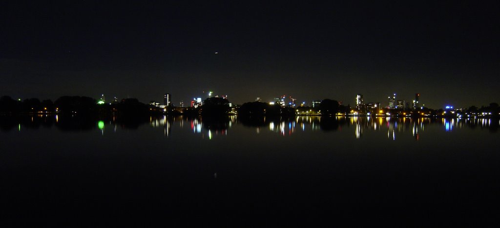 Rotterdam & Kralingseplas from Plaszoom at night - Rotterdam - Holland by Leo Roubos