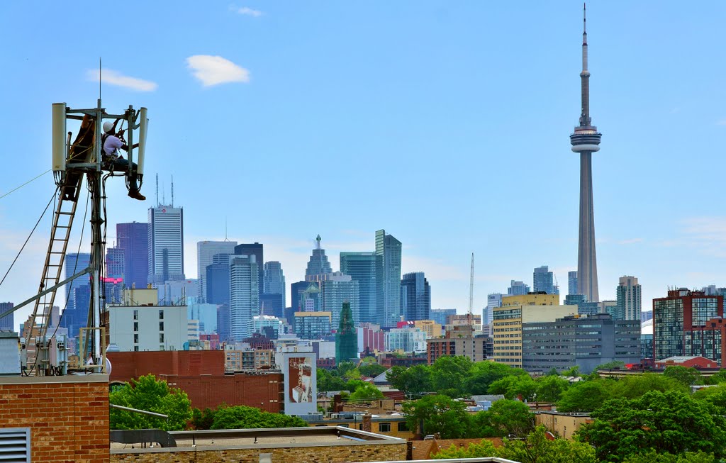 Erecting a Cell Phone Tower at Queen and Crawford by Bryan Groulx