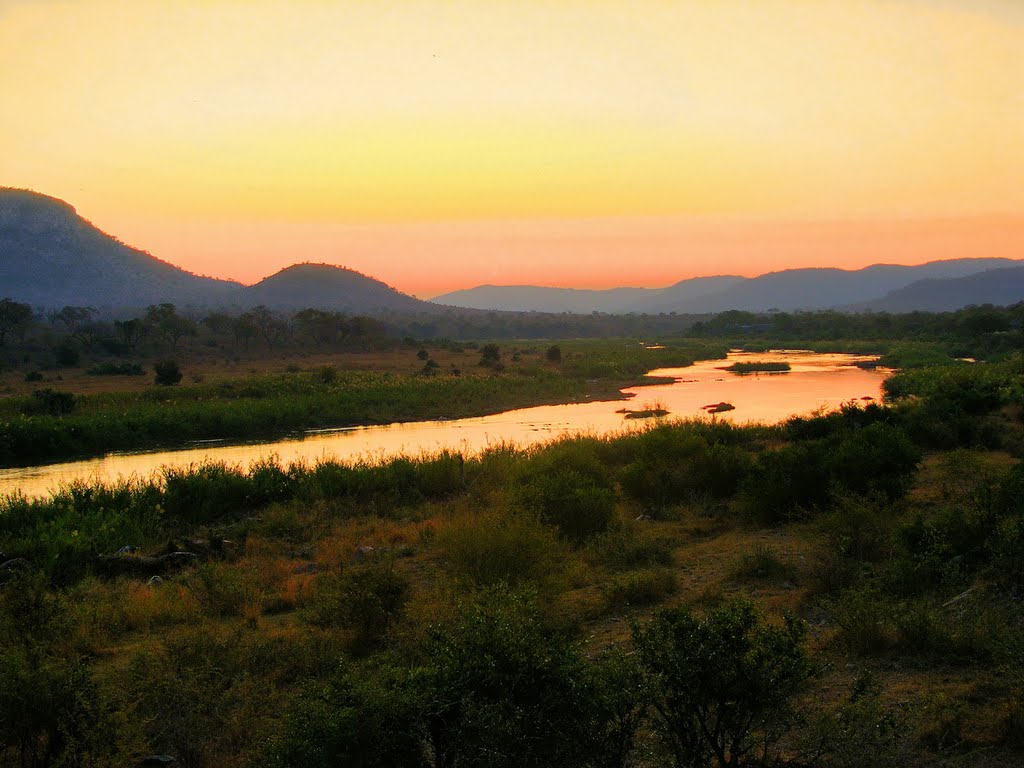 Crocodile River at sunset. by James Houston-Mcmillan